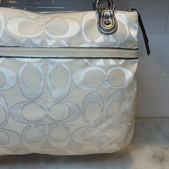 Coach Poppy Lurex Signature Jacquard Glam XL Tote Shoulder Bag - HTF - Picture 7 of 16